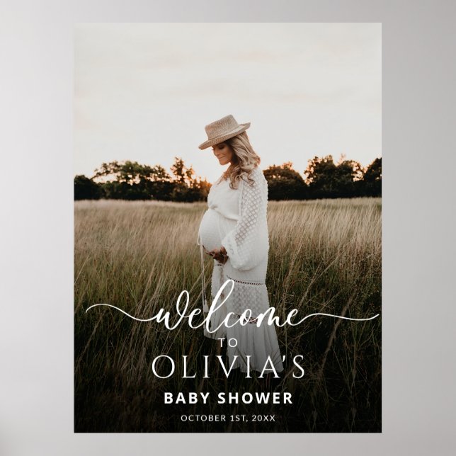 Foto Baby Dusche Begrüßungsunterschrift, moderne Poster (Vorne)