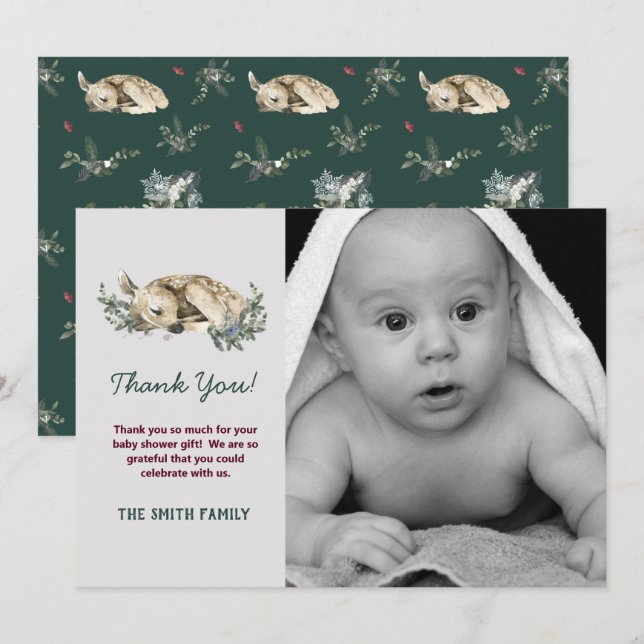 Foto Baby Es ist kalt draußen Winter Baby Dusche Dankeskarte (Vorne/Hinten)