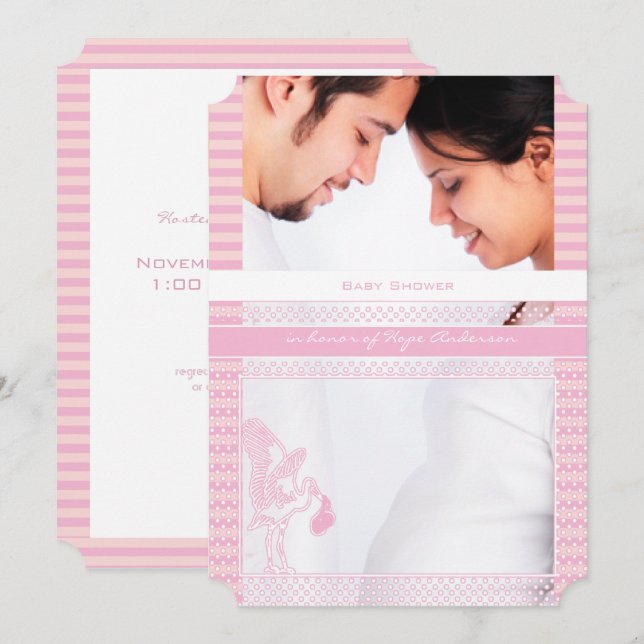 Foto Baby Girl Dusche Einladungen (Vorne/Hinten)