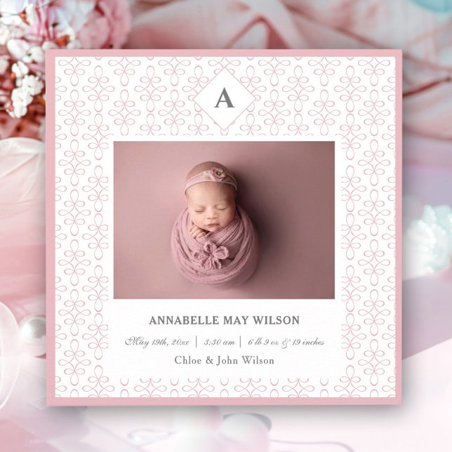 Foto Baby Girl Name Geburtsankündigung Ankündigung (Photo Baby Girl Name Birth Announcement)