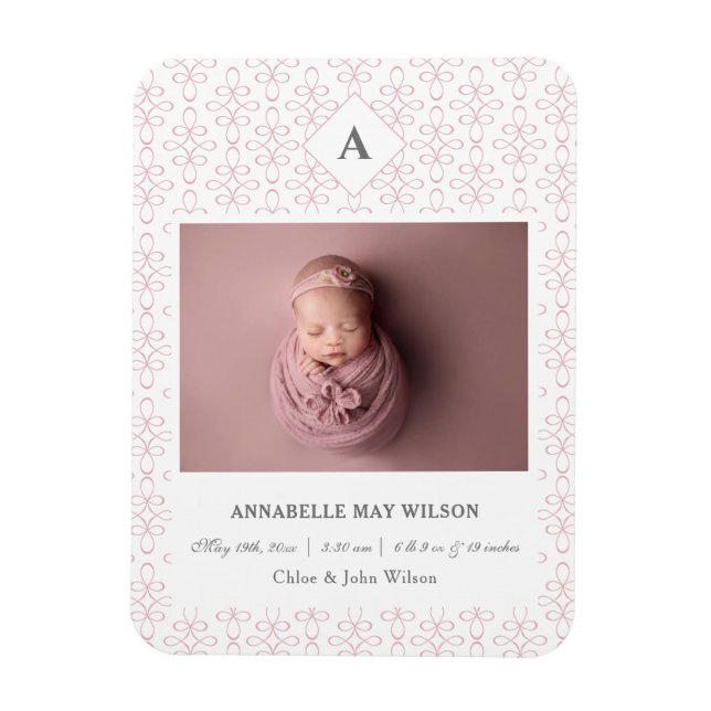 Foto Baby Girl Name Geburtsankündigung Magnet (Vertikal)