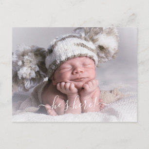 Foto Baby Junge Geburtsanzeige Ankündigungspostkarte