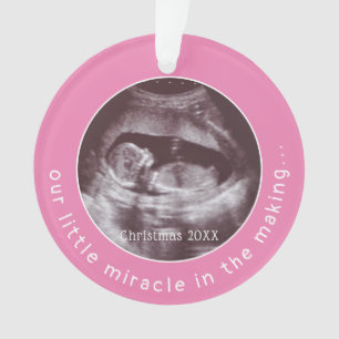 Foto-Baby-Mädchen-Rosa des Wunder-Ultraschall-2 Ornament