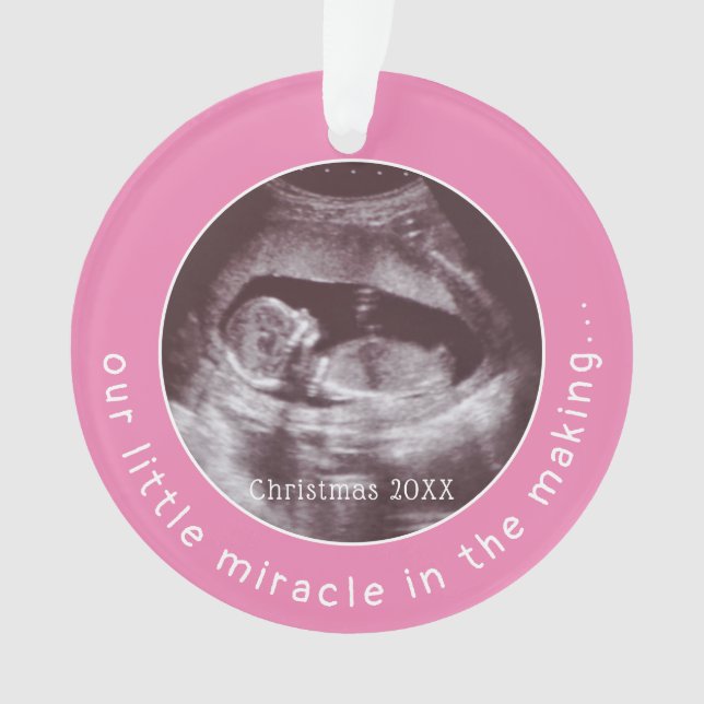 Foto-Baby-Mädchen-Rosa des Wunder-Ultraschall-2 Ornament (Vorderseite)