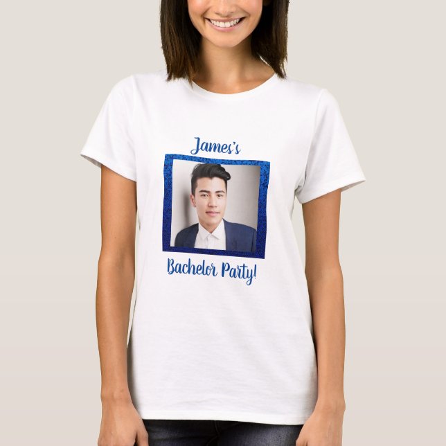 Foto Bachelor maßgeschneiderte Party feiern blau T-Shirt (Vorderseite)