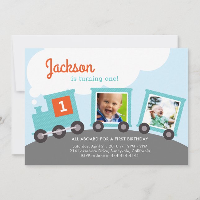 Foto-Bahn-Party Einladung (Vorderseite)