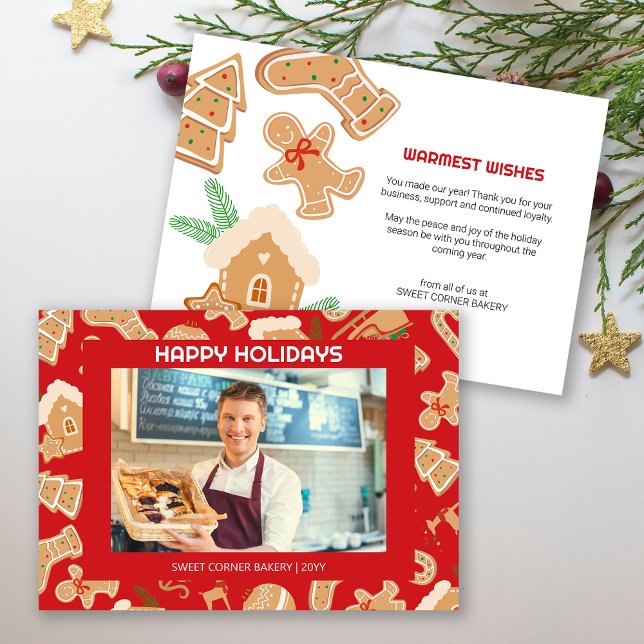 Foto Bakery Gingerbrett Vielen Dank für Ihre Urlau Einladung (Photo Bakery Gingerbread Thank You Holiday Card)