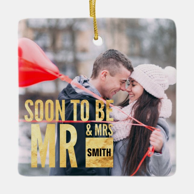 Foto bald, zum Herr und Frau Customized zu sein Keramikornament (Vorderseite)