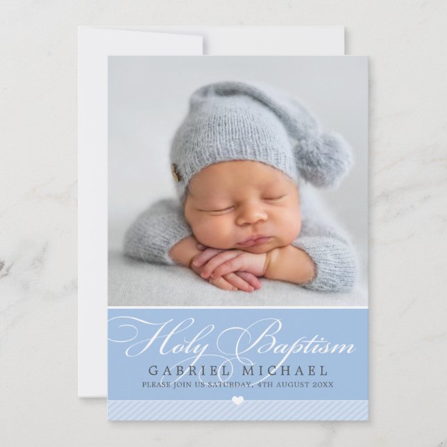 FOTO BAPTISM Elegante Kalligrafie Einladung (Vorderseite)
