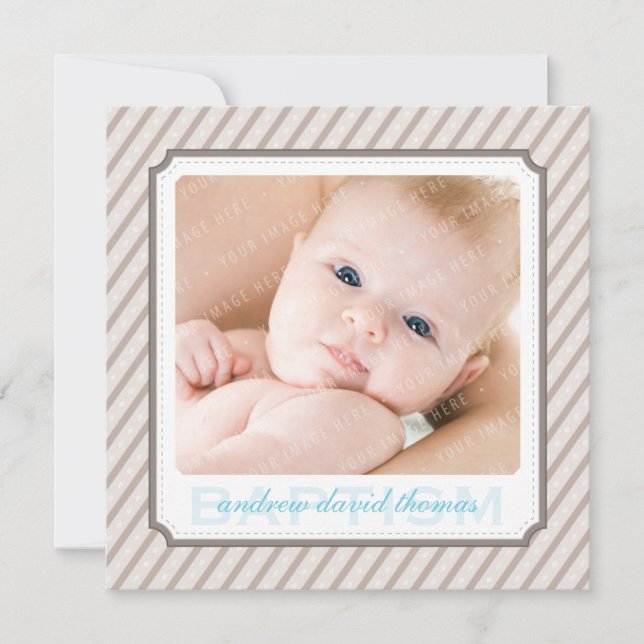 FOTO BAPTISM ERSUCHT :: Candystripes 8SQ Einladung (Vorderseite)