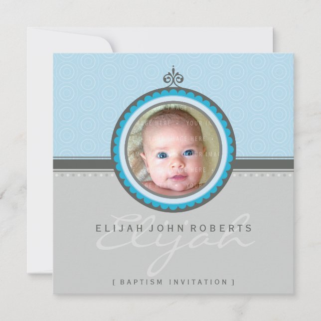 FOTO BAPTISM ERSUCHT :: fantasievolle 4SQ Einladung (Vorderseite)