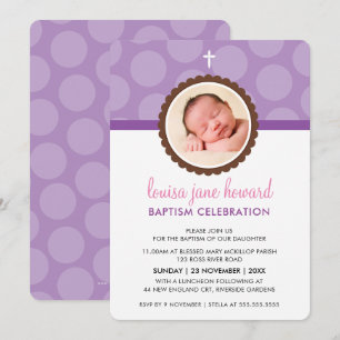 FOTO BAPTISM INVITE niedliche Polster Punktmuster  Einladung