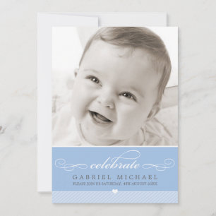 FOTO BAPTISM Skript lieblich Baby blau Einladung