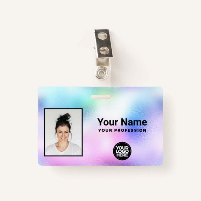 Foto, Bar, Logo, Name Ausweis (Vorderseite mit Klammer)