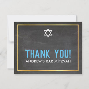 FOTO BAR MITZVAH MUSIK Vielen Dank Graue Aqua Dankeskarte