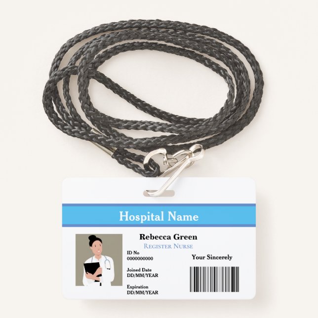 Foto Barcode-Krankenpflege für benutzerdefinierte  Ausweis (Vorderseite mit Schlüsselband)