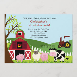 Foto Barnyard Animal Fun Geburtstagspartei Einladung
