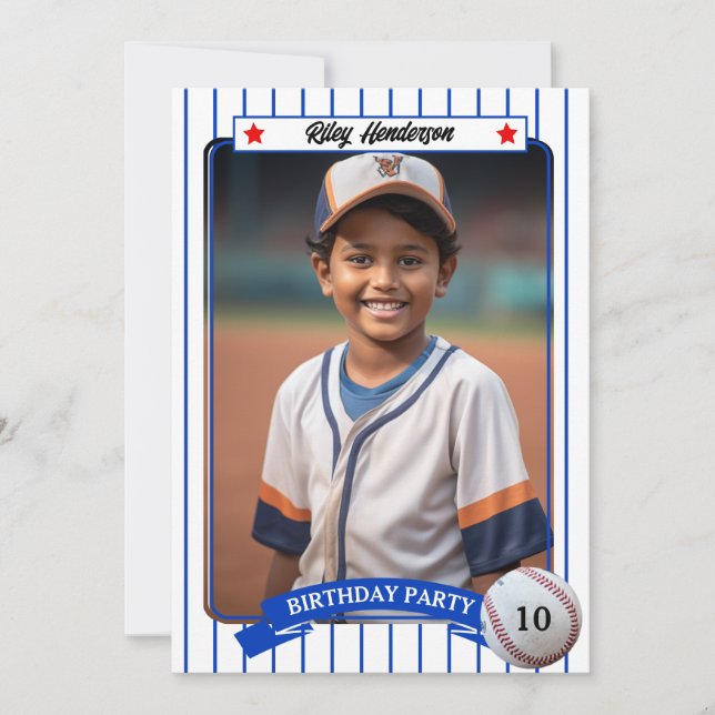 Foto Baseball Geburtstagsparty Einladung (Vorderseite)