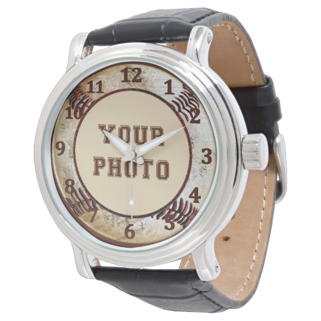 FOTO-Baseball-Uhren für Männer und Jungen Armbanduhr (Schrägansicht)