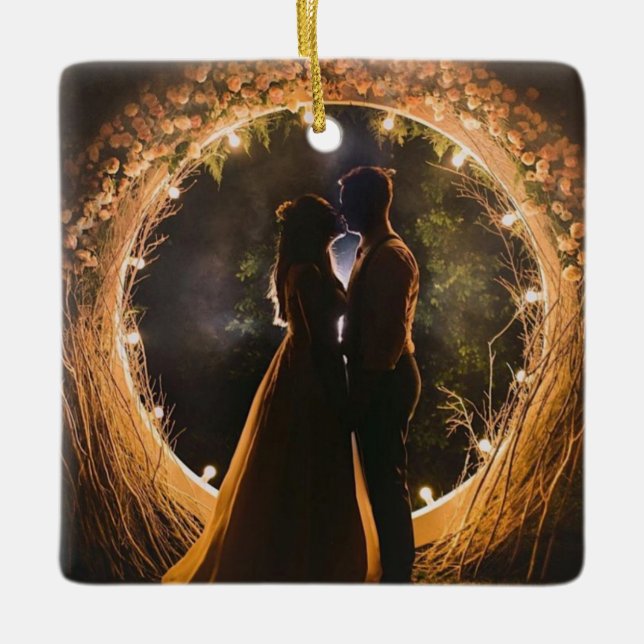 Foto Bauble, Erster Weihnachtsmann Verheiratet Keramikornament (Vorderseite)