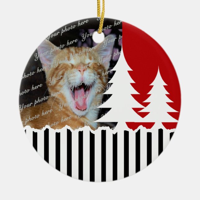 Foto Bäume und Streifen Keramik Ornament (Vorne)