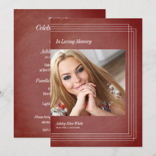 Foto Beerdigung Einladung Burgund Imitate Metallic