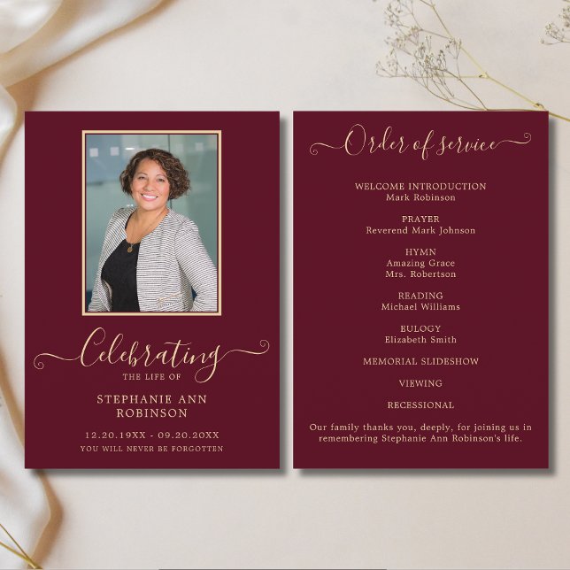 Foto Beerdigung Orden Service Burgundy Gold Programm (Von Creator hochgeladen)