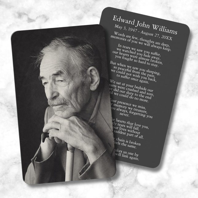 Foto-Beileid-Beerdigungskarte Visitenkarte (Photo Memorial Prayer Card)