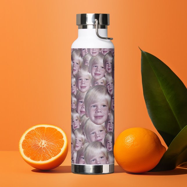 Foto "Benutzerdefinierte Gesichter": Entfernen Sie Trinkflasche (Personalized water bottle with custom text - photo collage)