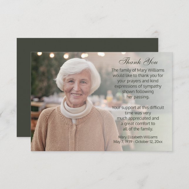 Foto Bereavement Beerdigung Danke (Vorne/Hinten)