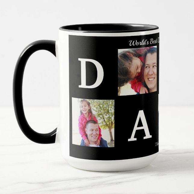 Foto BEST DADDY Collage Coffee Vatertag Schwarz Tasse (Von Creator hochgeladen)