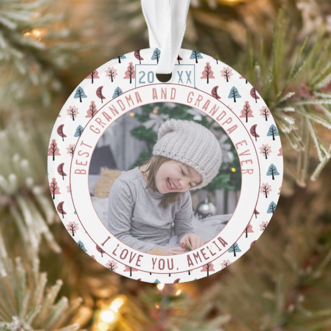 Foto Beste Großeltern Bäume Pastel Keepake Ornament (Baum)