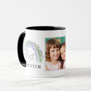 Foto Beste Mama Tasse Boho Grün Blau Floral Regenb