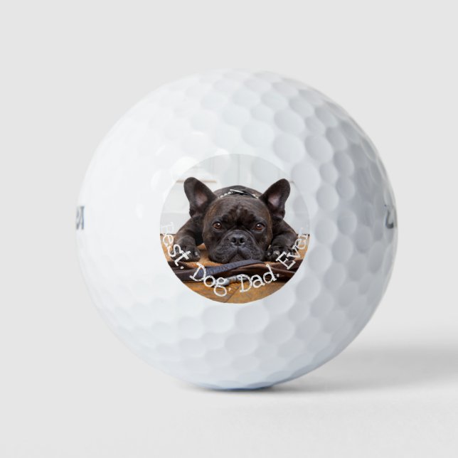 Foto Bester Hund Vater je Frenchie Spaß Weißer Sch Golfball (Vorderseite)