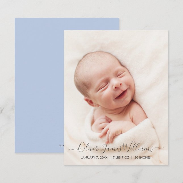 Foto Birit Announcement Card Soft Blue Back Ankündigung (Vorne/Hinten)