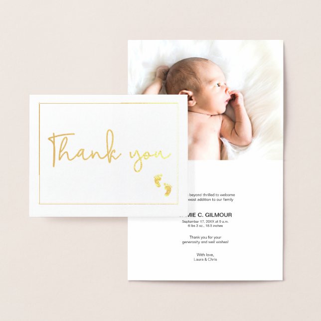 Foto Birth Ankündigung Baby Danke Gold (Anzeige)