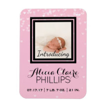 Foto Birth Ankündigung | Baby Girl Pink Hearts
