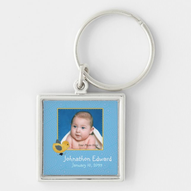 Foto Birth Annoucement Niedlich Baby Chick Schlüsselanhänger (Vorne)