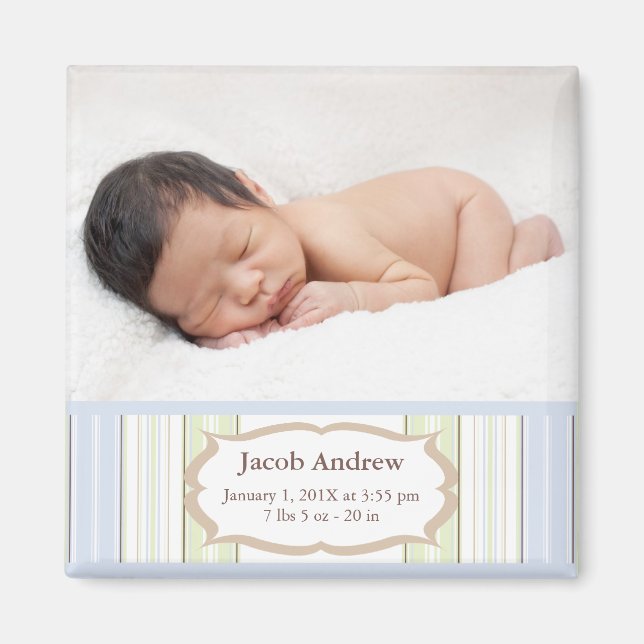 Foto Birth Announcement Magnete - Baby Boy Magnet (Vorne)