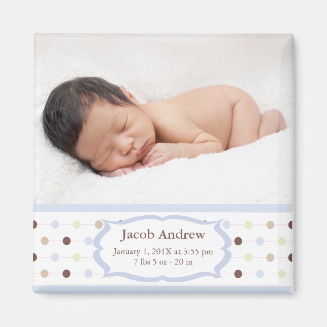 Foto Birth Announcement Magnete - Baby Boy Magnet (Vorne)