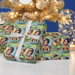 Foto Birthday Black Fairy Niedlich Green Yellow Go Geschenkpapier