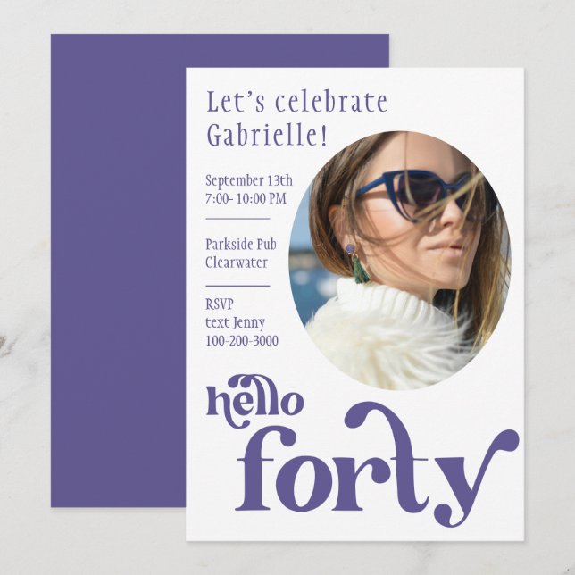 Foto Birthday Einladung für sie | 40 (Vorne/Hinten)