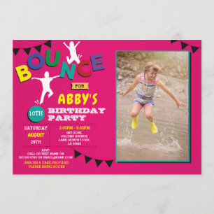 Foto Birthday Jump Bounce Party Trampolin Einladung