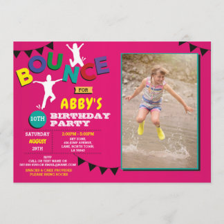 Foto Birthday Jump Bounce Party Trampolin Einladung