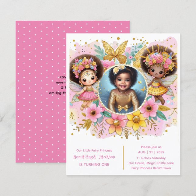Foto Birthday Little Black Fairy African Pink (Vorne/Hinten)