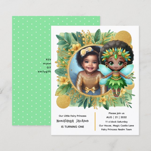 Foto Birthday Little Black Fairy African Tropical (Vorne/Hinten)