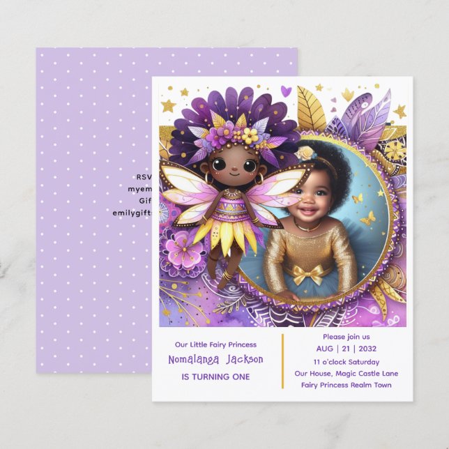 Foto Birthday Little Black Fairy Afrikanische Lila (Vorne/Hinten)