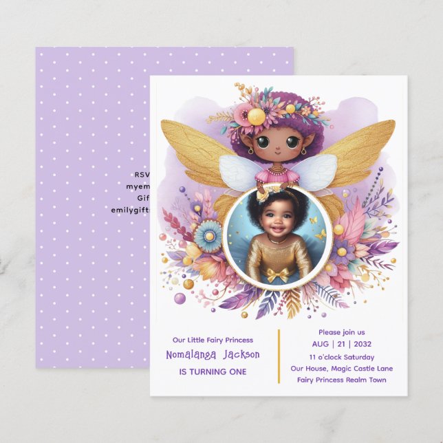 Foto Birthday Little Black Fairy Afrikanische Lila (Vorne/Hinten)