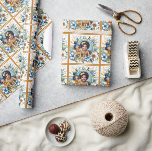 Foto Birthday Little Black Fairy Blue Yellow Geschenkpapier