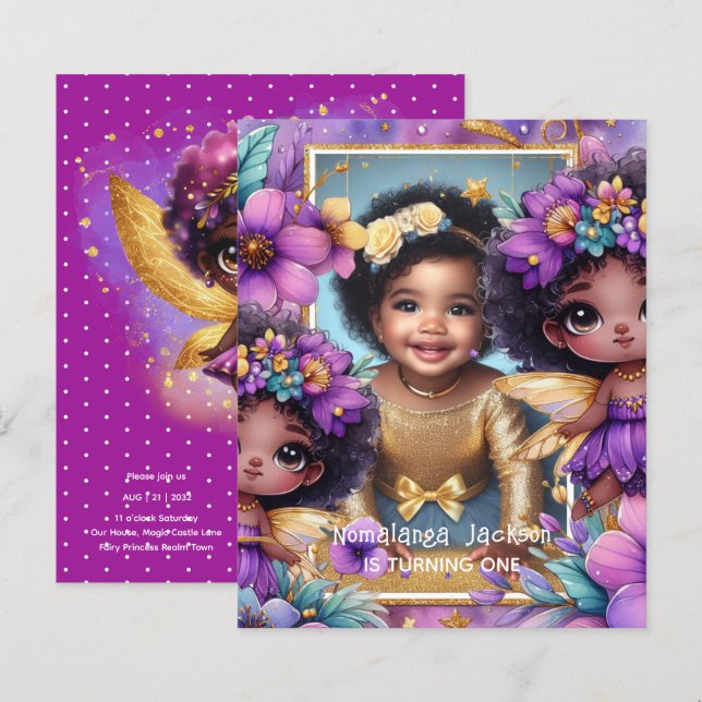 Foto Birthday Little Black Fairy Lila Gold (Vorne/Hinten)
